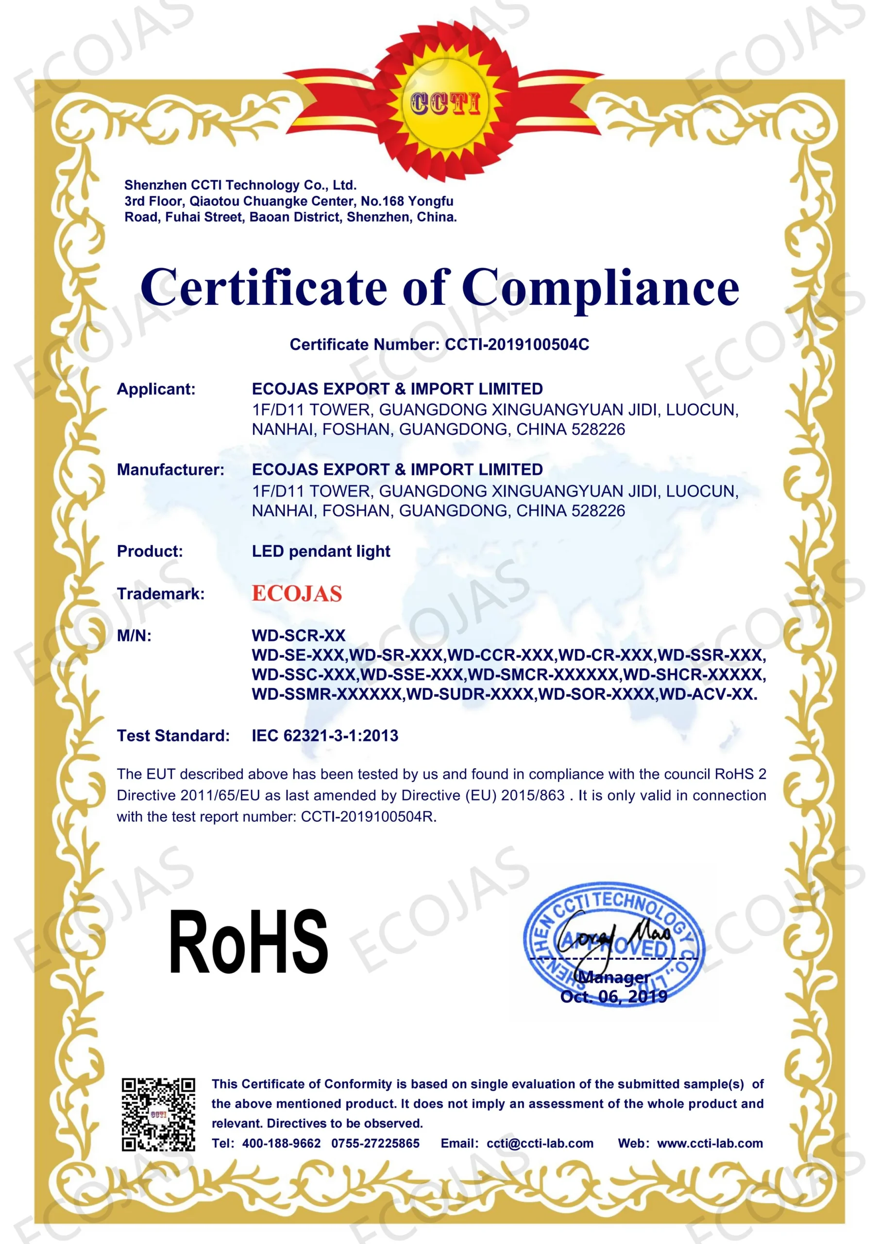 LED pendant light ROHS_01