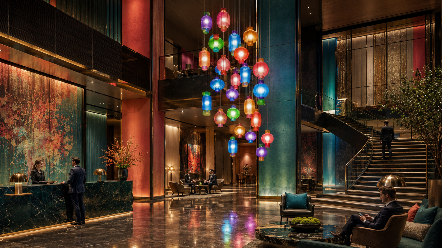Lantern – Hotel Lobby Scene Rendering 1
