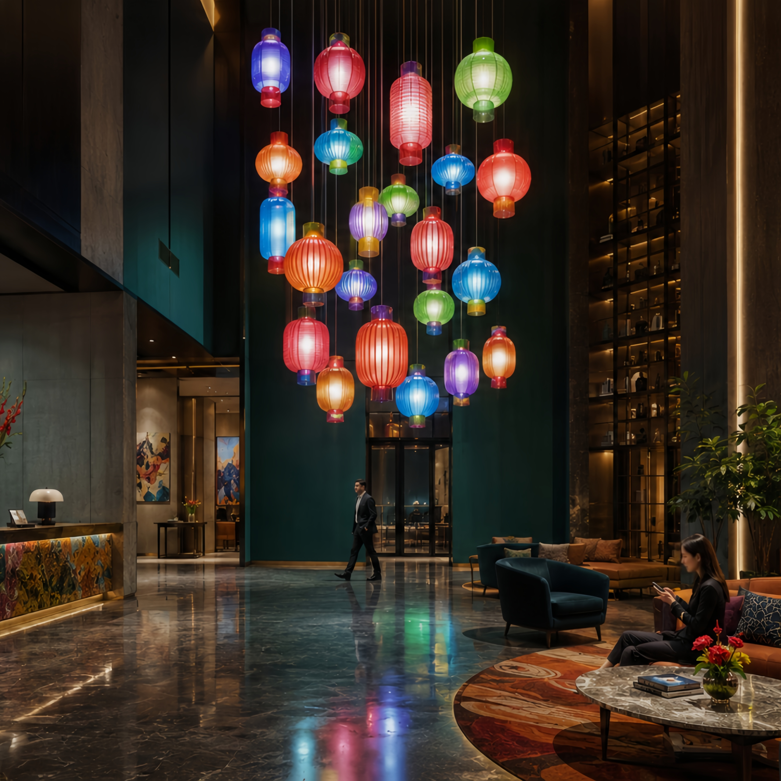 Lantern – Hotel Lobby Scene Rendering 3